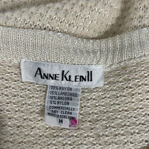 Anne Klein II Vintage Long Sleeve Sweater Dress Ivory White Size M